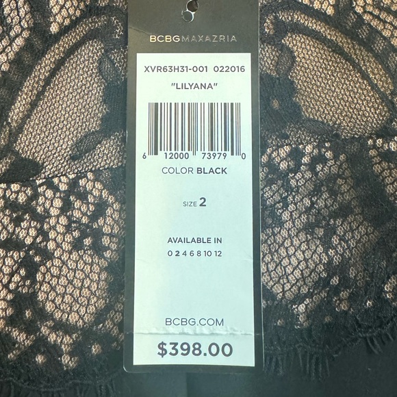 BCBG MaxAzaria sheer top and lace black gown Size 2 - Picture 6 of 11